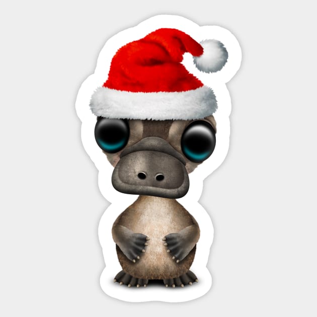 Christmas Platypus Wearing a Santa Hat Sticker by jeffbartels